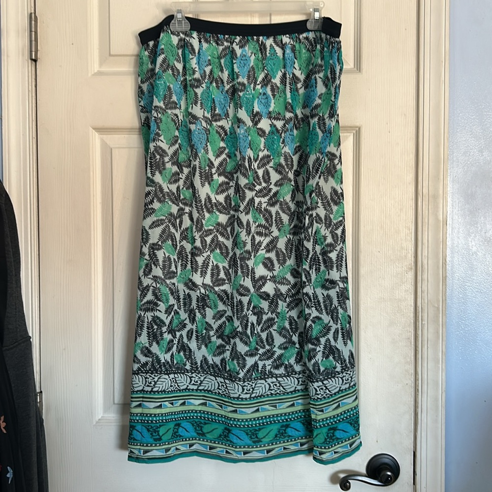 NWT J. Jill deep blue fern elastic waist pull on lined maxi skirt size medium - Picture 3 of 6